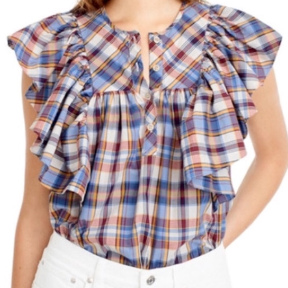 J. Crew Danny Hula Plaid Top